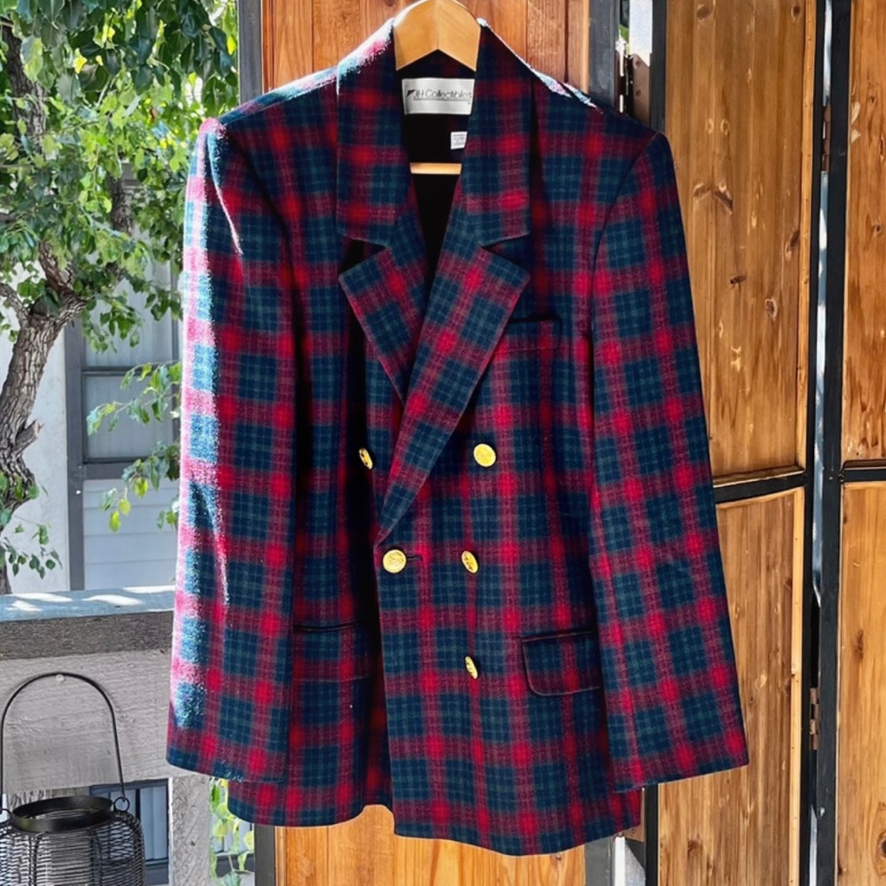 Vintage • Wool Plaid Blazer